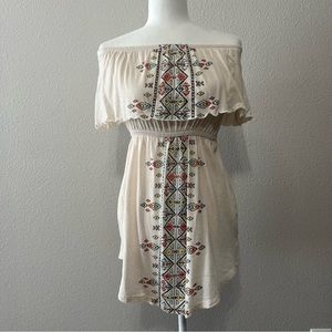 Billabong Strapless Dress Cover Up Aztec Print Cream Color M